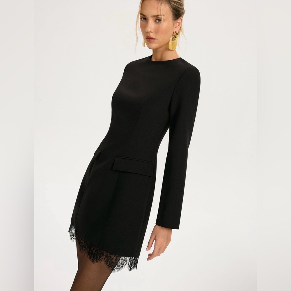 Commense Black Lace Trim Tailored Mini Dress - XL - Picture 4 of 8